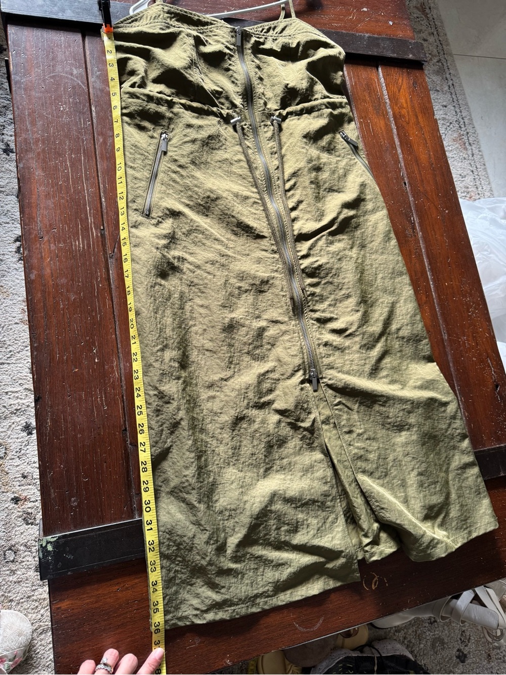 Olive Zip-Front Spaghetti-Strap Midi Dress - Picture 7 of 7